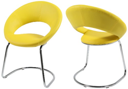 AC Design Furniture 50161 Schwingstuhl 2-er Set Thilde, Kunstleder gelb