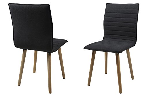 AC Design Furniture H000014088 Esszimmerstuhl 2-er Set Claus, Sitz/Rücken Gestell aus Eiche, Stoff, dunkelgrau