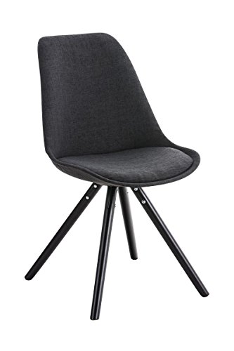 CLP Retro Stuhl PEGLEG mit Holzgestell schwarz und Stoffsitz, Besucherstuhl im stilvollen Design, FARBWAHL dunkelgrau