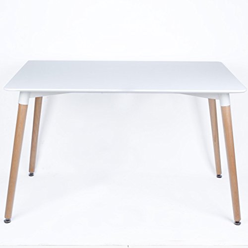 Home Retro-Design, quadratisch, aus Holz, mit weißem Holz Esstisch mit 4 Stühlen, set, weiß