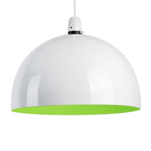 Kuppelförmiger und glänzender Lampenschirm aus weißem und grünem Metall - für Hänge- und Pendelleuchte
