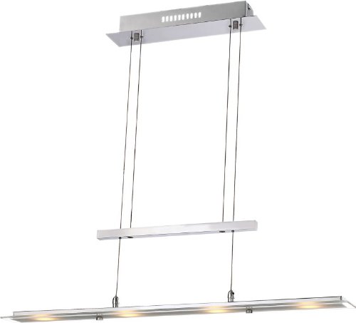 LED Hängelampe mit satinierter Glasplatte (Esszimmer-Lampe, Deckenlampe, Hängeleuchte, Höhe 165 cm, Breite 90 cm)
