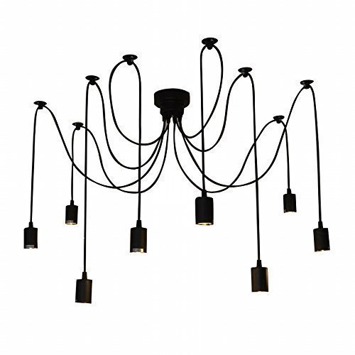 Lixada 8 Armen (je mit 1,7 m) Draht Antique Classic verstellbarer DIY Deckenleuchte Lampe Licht Spider Retro Kronleuchter Pendelleuchte E27, Esszimmer, Flur, Schlafzimmer, Hotel