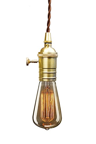 PureLumeTM Vintage Look - Antik Messing Pendeleuchte Hängelampe mit Edison Nostalgie 40W Glühbirne