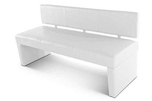 SAM® Esszimmer Sitzbank Selena, 164 cm, in weiß, Sitzbank mit Rückenlehne aus Samolux®-Bezug, angenehmer Sitzkomfort, frei im Raum aufstellbare Bank