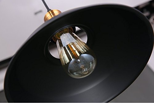 Splink Pendelleuchte Hängelampe Industrie Deckenlampe / Deckenleuchte, E27 Fassung Fabrik-Lampe Messing- schwarz Lampenschirm