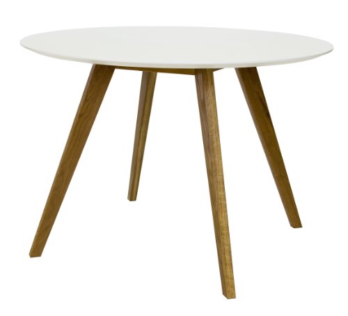 Tenzo 2181-001 Bess - Designer Esstisch rund, weiß, Tischplatte MDF lackiert, matt, Untergestell Eiche massiv, Höhe: 75 cm, Durchmesser: 110 cm
