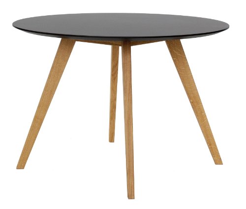 Tenzo 2181-024 Bess - Designer Esstisch rund, schwarz, Tischplatte MDF lackiert, matt, Untergestell Eiche massiv, Höhe: 75 cm, Durchmesser: 110 cm