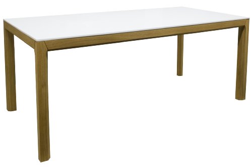 Tenzo 2281-001 Patch - Designer Esstisch weiß / eiche, Tischplatte MDF lackiert matt, Untergestell Eiche massiv, 75 x 190 x 95 cm