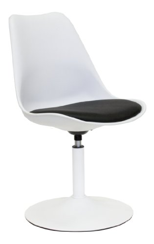 Tenzo 3303-424 TEQUILA - Designer Esszimmerstuhl Viva, Kunststoffschale mit Sitzkissen in Lederoptik, Untergestell Metall, pulverbeschichtet, 83 x 49 x 53 cm, weiß / schwarz