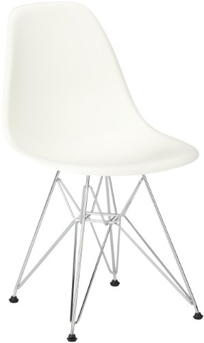 Vitra 440022000104 Stuhl DSR Eames Plastic Sidechair Gestell Verchromt, weiß