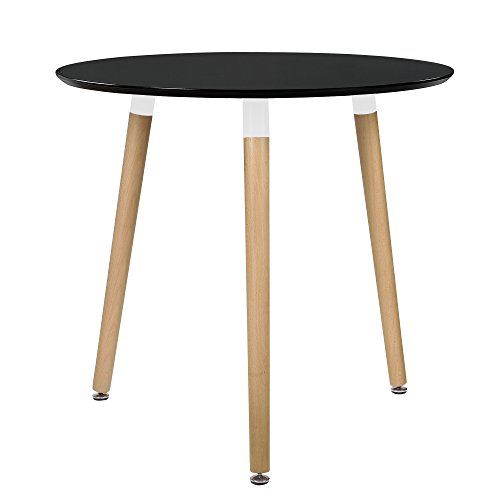[en.casa] Esstisch Rund Schwarz [H:75cmxØ80cm] Holz Tisch Retro Küchentisch