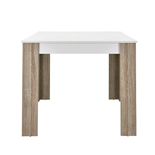 [en.casa] Esstisch weiß Eiche-Optik 140x90 Tisch Esszimmer Küchentisch rechteckig Retro