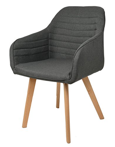 ts-ideen Lounge Design Stuhl Bar Sessel Clubsessel Holz- anthrazit Stoffbezug zum sitzen im Wohnzimmer Büro Esszimmer oder im Flur