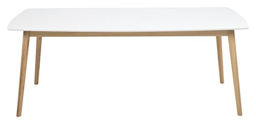 AC Design Furniture 60737 Esstisch Pernille vorbereitet für Zusatzplatten, 180 x 90 cm, Tischplatte aus Holz lackiert, weiß