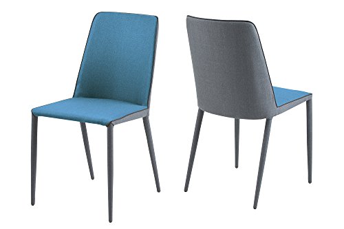 AC Design Furniture 61105 Stuhl Nina 2-er Set petrol, Rückseite/Beine/Keder, dunkelgrau