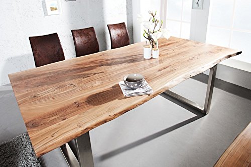 DuNord Design Esstisch Tisch SOLID 180cm Akazie Massiv Massivholz Kufengestell Industrie Look