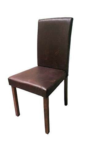 SAM® Polster-Stuhl Billi, Esszimmer-Stuhl in dunkelbrauner Antik-Optik, Stuhlbeine nussbaumfarbig, massiver Design-Stuhl in Wildlederoptik für Küche und Esszimmer