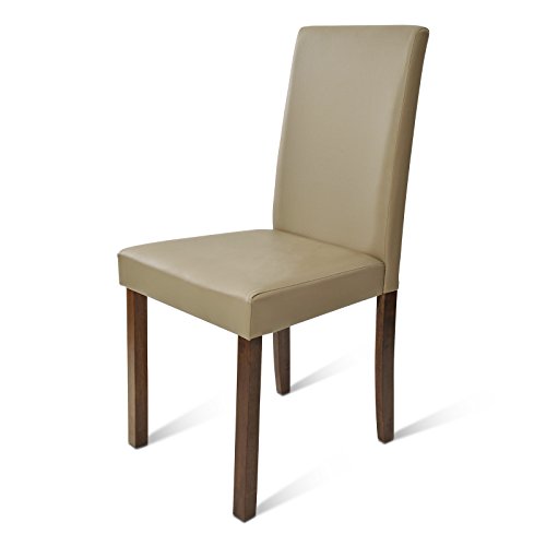 SAM® Sparset: 6 x Polster-Stuhl Billi, Esszimmer-Stuhl mit Lederimitat in muddy, massive Holzbeine in kolonialfarben, Design-Stuhl für Küche und Esszimmer