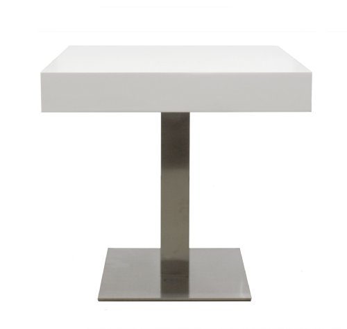Tenzo 4805-001 Bloc - Designer Bistrotisch, Tischplatte 12 cm Wabe mit MDF-Beschichtung, weiß, lackiert, matt, Edelstahluntergestell, 77 x 80 x 80 cm (HxBxT)
