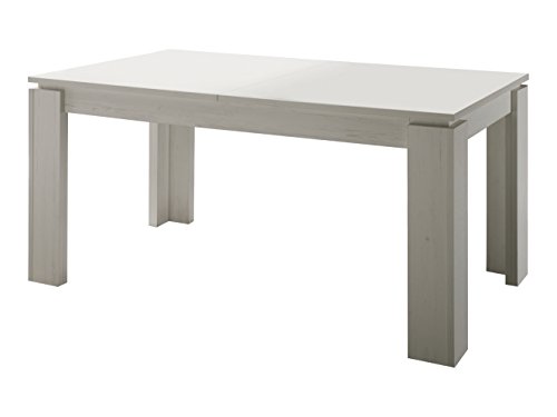 trendteam ET16256 Esstisch Wohnzimmertisch Tisch weiss Anderson Pinie, ausziehbar LxBxH 160-200x90x77 cm