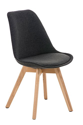 CLP Design Retro Stuhl BORNEO Stoff mit Holzgestell natura, Materialmix aus Stoff und Holz, bis zu 4 Farben wählbar dunkelgrau
