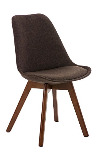 CLP Design Retro Stuhl BORNEO Stoff mit Holzgestell walnuss, Materialmix aus Stoff und Holz, bis zu 4 Farben wählbar braun