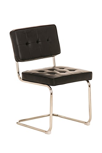 CLP Retro Freischwinger-Stuhl CHIVA Kunstleder Bezug - aus 3 Farben wählen schwarz