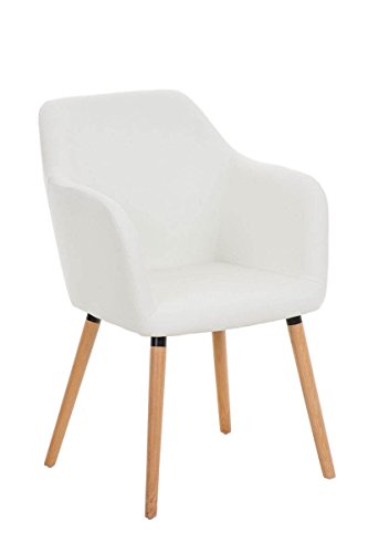 CLP moderner Besucher Design-Stuhl PICARD, Holzgestell, gut gepolsterter Sitzfläche, bis zu 5 Bezug-Farben wählbar weiß