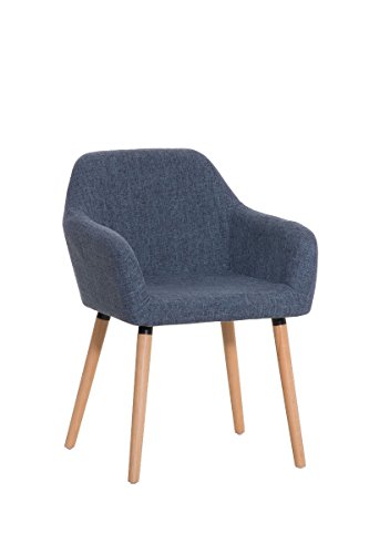 CLP moderner Besucher-Stuhl ACHAT mit Armlehne, Stoffbezug, Holzgestell - aus bis zu 4 Farben wählen blau