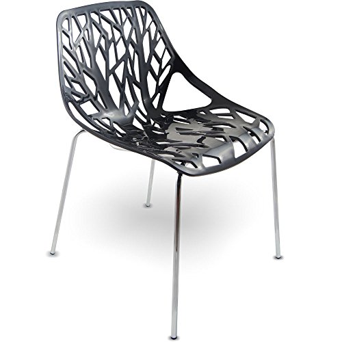 MOJO Stuhl Küchenstuhl Plastikstuhl Retro Designer Stühle stapelbar (S10 - schwarz)