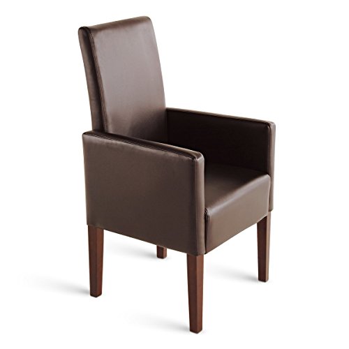 SAM® Esszimmer Armlehnstuhl Stuhl Ferrara in braun mit kolonialfarbigen Beinen aus Pinienholz, angenehme Polsterung, pflegeleicht