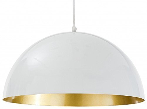 XL Industrie Pendelleuchte weiß-gold 40cm Durchmesser, E27 Loftleuchten Hängelampe Esszimmer Küche Vintage Leuchten