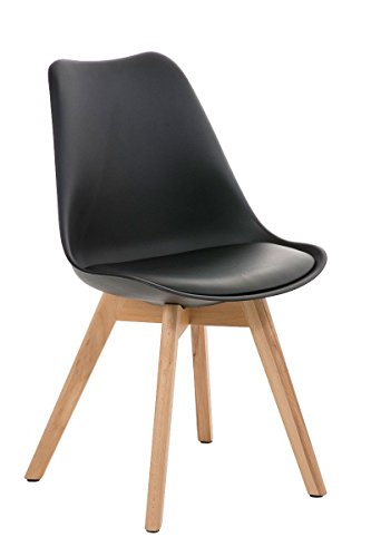 Design Retro Stuhl Besucherstuhl Wartezimmer mit Holzbeinen Kunstleder Sitz komfortable Polsterung