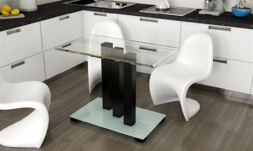 Esstisch Tisch Esszimmer Glas 120 cm Säulentisch Eckbanktisch wenge weiß