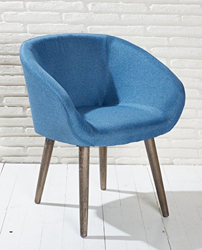 Polsterstuhl blau mit Holzbeinen Esszimmerstuhl Esszimmersessel Loungesessel Sessel Modern