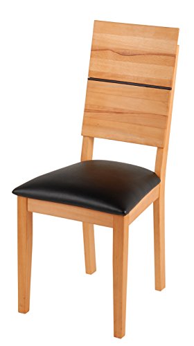 SAM® Esszimmerstuhl Hugo in Wildeiche geölt, Stuhl mit schwarzem SAMOLUX®-Bezug auf der Sitzfläche, angenehme Polsterung, pflegeleichter Stuhl mit geschwungener Rückenlehne