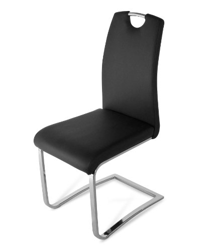 SAM® Polster-Stuhl, Freischwinger Nicole II in schwarz, komplett mit Stoff bezogen, chromfarbene Edelstahlfüße, angenehme Polsterung, Rückenlehne für hohen Sitzkomfort