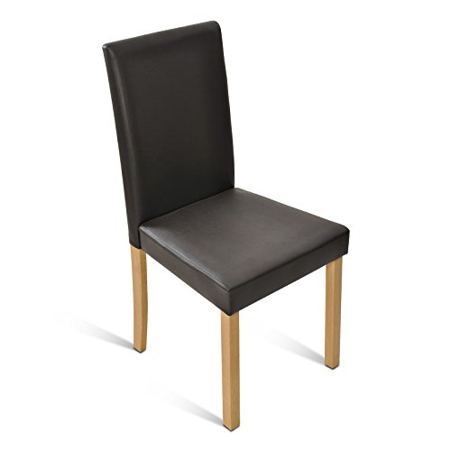 SAM® Sparset: 6 x Polster-Stuhl Billi, Esszimmer-Stuhl mit Lederimitat in braun, massive Holzbeine in Buche, Design-Stuhl für Küche und Esszimmer