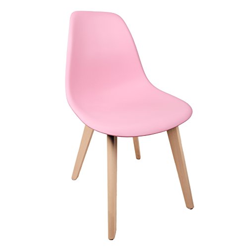 Schalenstuhl Copenhagen mit Holzbeinen Schalensessel Stuhl Kuststoff Rosa Pink Designerstuhl