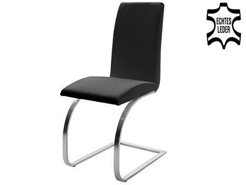 Schwingstuhl Leder Echtlederstuhl Lederstühle Stuhl Stühle "Taliteo I" (2er Set) (Schwarz)