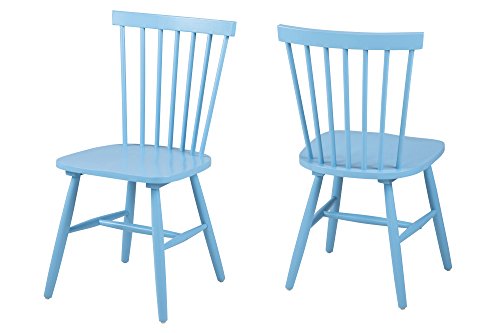 AC Design Furniture 63659 Esszimmerstuhl Susanne, Rubberwood, 2-er Set, blau lackiert