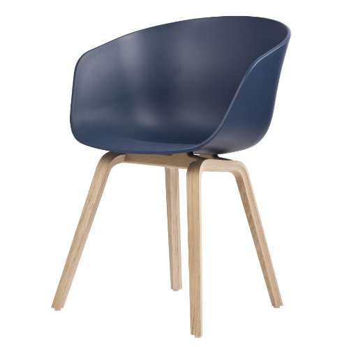 HAY About a Chair 22 Armlehnstuhl Colour, blau Gestell Eiche geseift mit Kunststoffgleitern