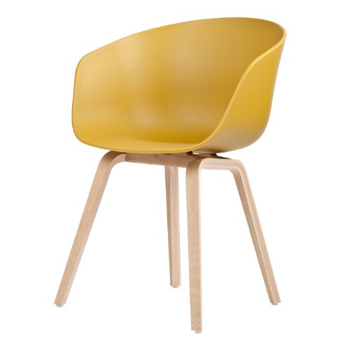HAY Stuhl About a Chair AAC 22 - mustard, Beine Eiche, Schale Polypropylen, Esszimmerstuhl - Küchenstuhl - Speisezimmerstuhl