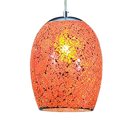 LED Pendelleuchte Mosaikglas Crackle - Ø 18cm - orange