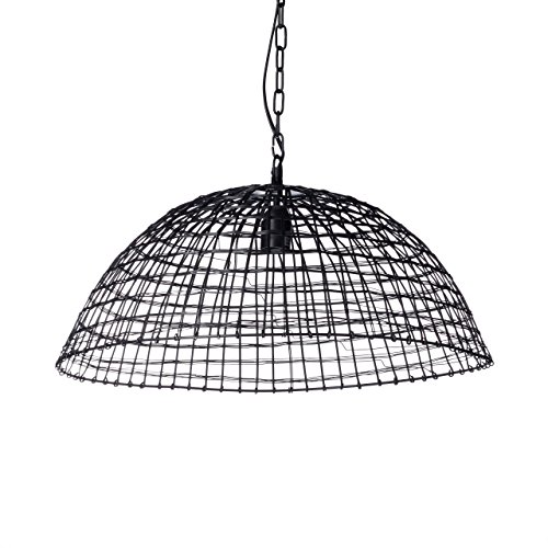 Relaxdays Lampe Käfig in Form von Halbkugel als Pendelleuchte Gitter aus feinem Metall als Leuchte HxD: 138 x 55 cm Hängelampe aus Schmiedeeisen in Gitterform als moderne Design Deckenleuchte, schwarz