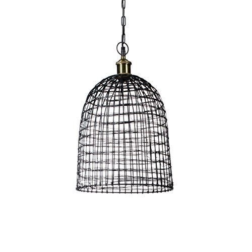 Relaxdays Pendelleuchte Gitter aus feinem Metall als Lampe in Form eines Käfigs HxD: 153,5 x 31 cm Hängelampe aus Schmiedeeisen in Gitterform als moderne Design Deckenleuchte, schwarz