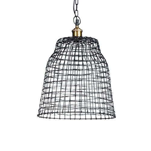 Relaxdays Pendelleuchte Gitter aus feinem Metall als Lampe in Form eines Käfigs HxD: 154 x 35 cm Hängelampe aus Schmiedeeisen in Gitterform als moderne Design Deckenleuchte, schwarz