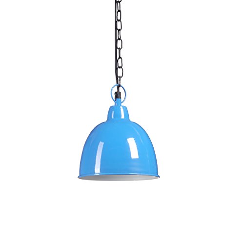 Relaxdays Pendelleuchte Industrie klein HBT ca. 128 x 18 x 18 cm Hängelampe in leuchtendem blau Retro Hängeleuchte im Vintage Stil Pendellampe in Glockenform mit E27 Fassung, hellblau