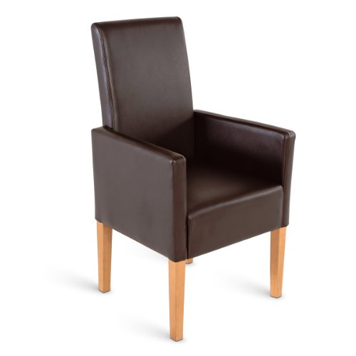 SAM® Esszimmer Armlehnenstuhl, Relaxsessel Bitonto in braun, SAMOLUX®-Bezug, Stuhl mit buche-farbenen Beinen aus Pinien-Holz, Esszimmerstuhl mit angenehmer Polsterung für hohen Sitzkomfort
